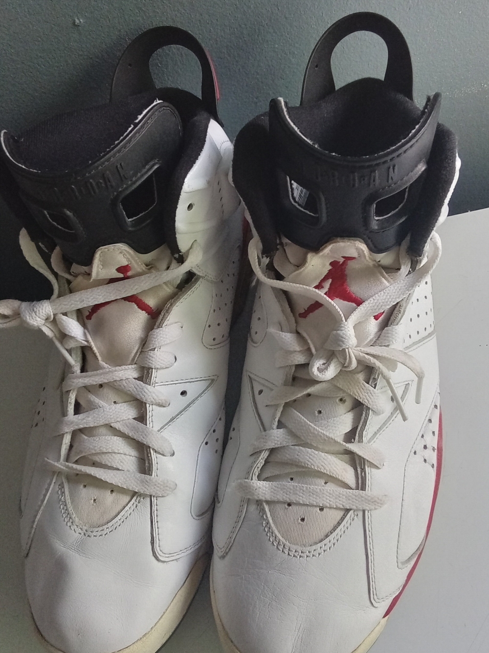 Jordan 6 Retro White Varsity‎ Red Basketball Shoes 384664-102 High Top Mens